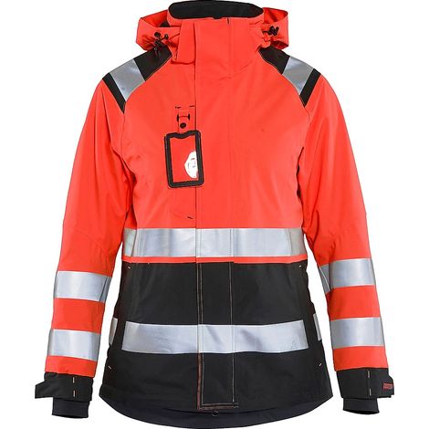 Veste de travail hardshell haute visibilité femme 4904 - Rouge fluo/Noir M