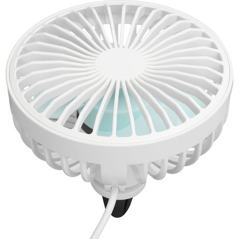 Mini-USB-Autoventilator, weiß, 3 Geschwindigkeitsstufen, Umgebungslicht, tragbar und leise (1/5)