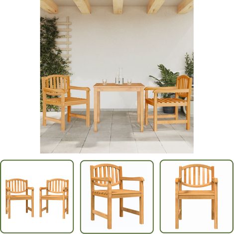 The Living Store Gartenstühle 2 Stk. 58x59x88 cm Massivholz Teak - Gartenstühle - Teakholzmöbel - Outdoor Möbel - Balkonmöbel - Terrasse Möblieren (1/5)