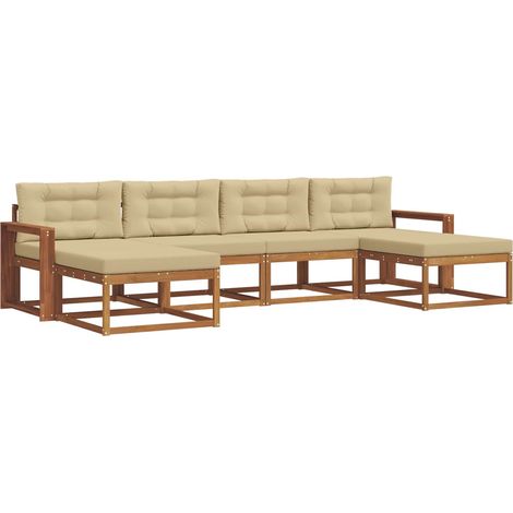 Ensemble de canapés d'extérieur 6 pc Naturel et Beige vidaXL