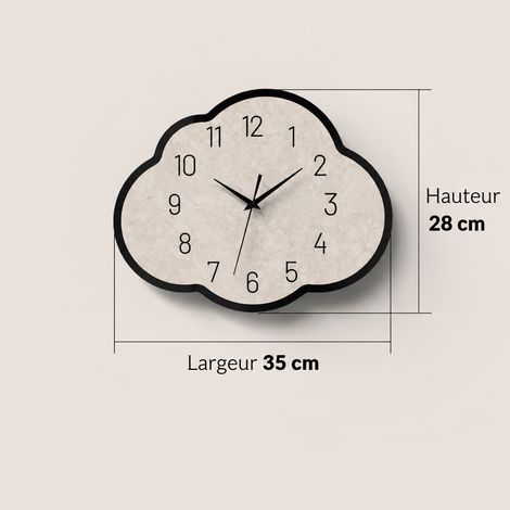 Horloge murale design nuage A moderne silencieuse 28 x 35 cm 28 35 cm 1 kg – Livraison gratuite