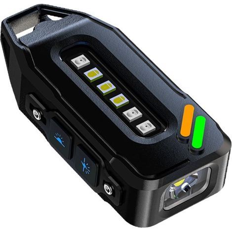 Mini lampe de poche porte-clés rechargeable 500 lumens avec chargement USB C, étanche IPX7, base magnétique, lampe de travail portable pour la randonnée et l'utilisation en extérieur (noir)