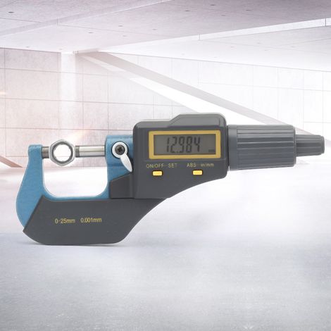Outil de mesure : micromètre électronique numérique d'extérieur 0-25 mm, jauge d'épaisseur 0,001 mm et clé. (1/5)