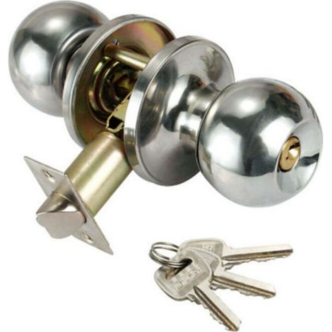 royaluxe -Poignée De Porte, Ronde Bouton Serrure Verrouillage Porte, Verrouillage par clés, Taille du loquet 60 / 70mm (1/5)