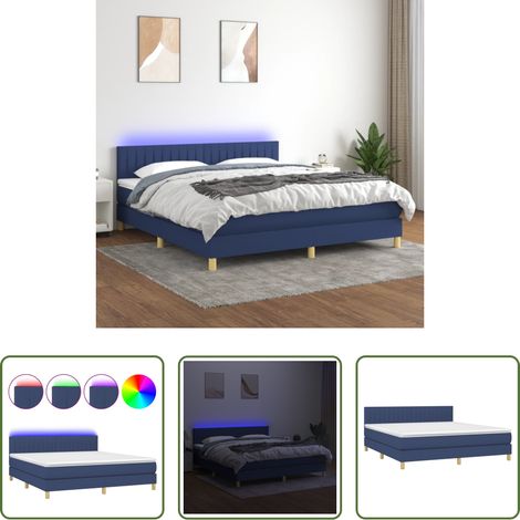 vidaXL LED - Boxspringbett mit Matratze & LED Blau 180x200 cm Stoff (1/5)