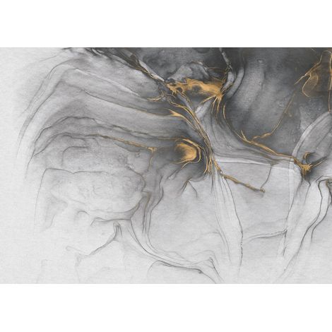 Komar Ink Gold Flow Vliestapete Grau und Gold 50x350 cm