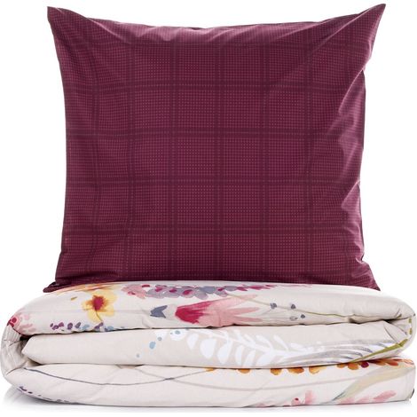 Funda nórdica, funda nórdica, ropa de cama Set 100% Algodón Claret Rojo (1/5)