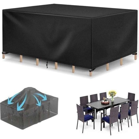 Housse De Protection Salon De Jardin 242x162x100cm, XU, Résistant à l'eau Robuste Tissu Oxford 210D Housse Protection Table De Jardin Exterieur, Résistance au Vent, Anti-UV - KZQ (1/4)