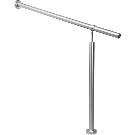 Randaco Pasamanos de acero inoxidable para escaleras exteriores/interiores Ángulo ajustable para montaje en pared 160cm