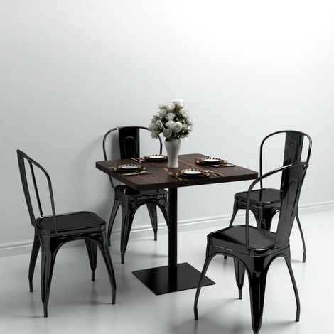 FIMEI Table de bistro MDF et acier Carré 80 x 80 x 75 cm Frêne foncé (1/5)