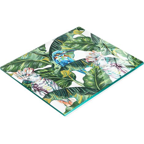 Dekoratives Servierbrett aus Glas mit tropischem Muster, 60 x 52 cm (1/5)