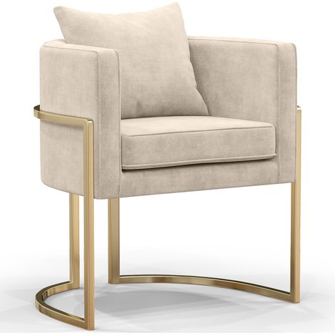 Dining Chair - With armrests - Upholstered in Velvet - Giorgia White (1/5)