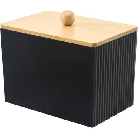 Porte-démaquillant et porte-cotons transparent pour salle de bain, coiffeuse, salon, noir (1/5)