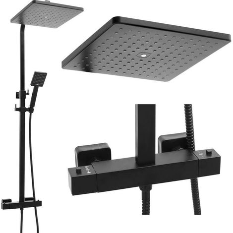 Viking Choice – Ensemble de douche noir – Douche pluie 30 x 30 cm – Robinet thermostatique en laiton – Système ANTI-CALC (1/5)