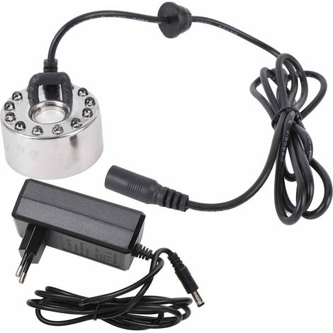Brumisateur brumisateur en alliage de Zinc 12 LED à changement de couleur, humidificateur pour fontaine d'eau, étang, rocaille, Vase, bain d'oiseaux, prise ue. (1/5)