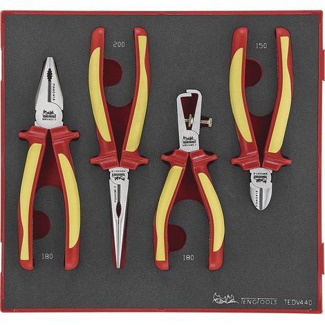 Jeu de pinces isolées 1000V Foam2 tray 4 pièces Teng Tools TEDV440-1 (1/2)