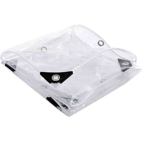 FENOPLASTICABâche protection PVC transparent 3x1,8m pour meubles jardin, résistante froid, pluie, gel