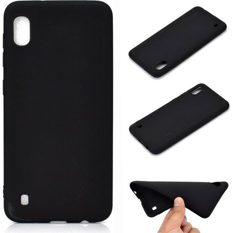 CUSTODIA PER SAMSUNG GALAXY A10 CUSTODIA IN SILICONE NERO CON RETRO RIGIDO