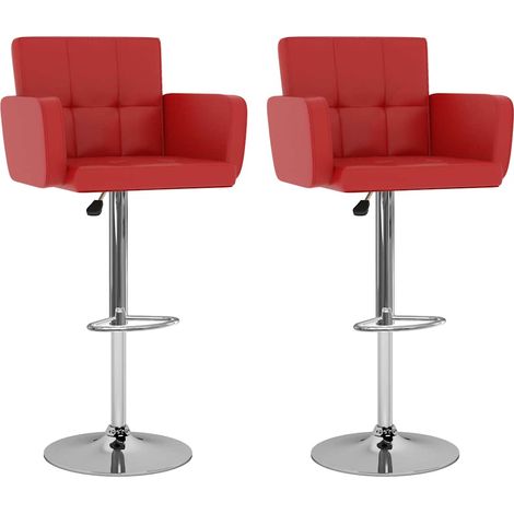 vidaXL Taburetes de cocina 2 unidades cuero sintético rojo (1/5)