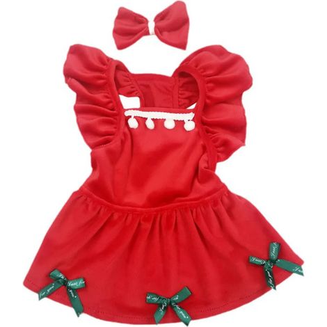 Ensemble Robe pour animal de compagnie, Costume de Noël pour chien, Élégante jupe rouge avec nœud, Robe de princesse pour chat, Accessoires pour animaux de compagnie (1/5)