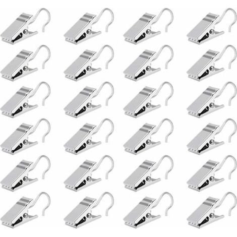 100 ST Crochets à Rideau Métal Argenté, Pinces Anneau Inoxydable pour Douche, Photos, Cartes, Téléphone (1/5)