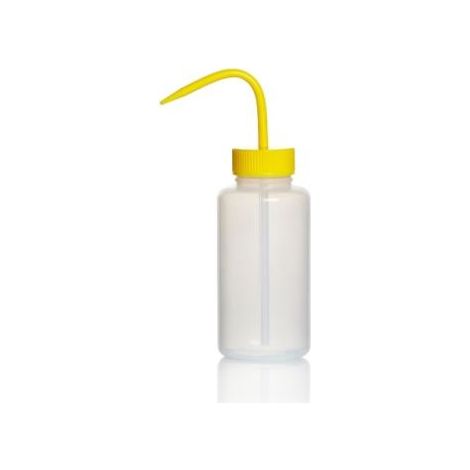 Bouteille de laboratoire RS PRO bouchon Jaune Non, 500ml, en Polyéthylène basse densité, à Col Large ( Prix pour Paquet de 5 )