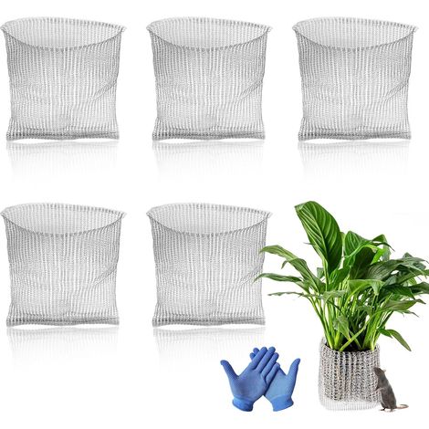 Lot de 5 sacs de protection contre les racines en acier inoxydable pour plantes 45 x 40 cm Protection des racines des plantes de jardin Sac en filet pour protéger les racines des arbres, fleurs (1/5)