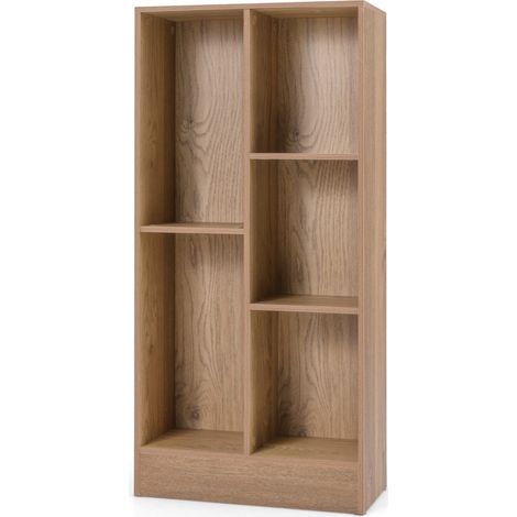 Libreria 5 cubi 2 kit antiribaltamento organizzatore stoccaggio autoportante 3 livelli legno Naturale (1/4)