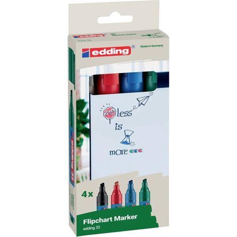 Edding 4-32-4 Marcatore per lavagna a fogli mobili a scalpello 1 - 5 mm Nero, Rosso, Blu, Verde 4 pz. (1/5)
