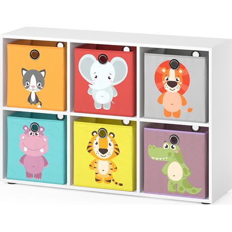 Estantería infantil , Blanco, 72 x 107.8 cm con 6 cajas plegables, Vicco