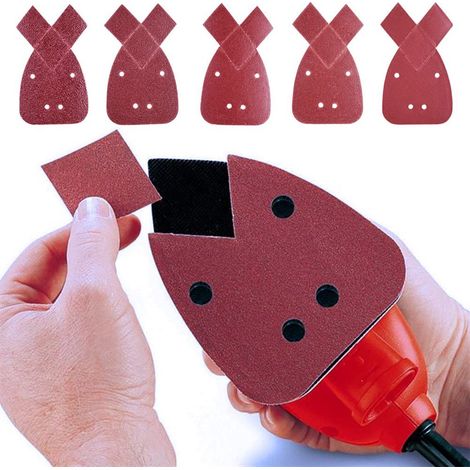50pcs feuilles abrasives feuilles abrasives 10 x grain 40/60/ 80/120/ 240 papier abrasif ponçage papier abrasif triangulaire (1/4)