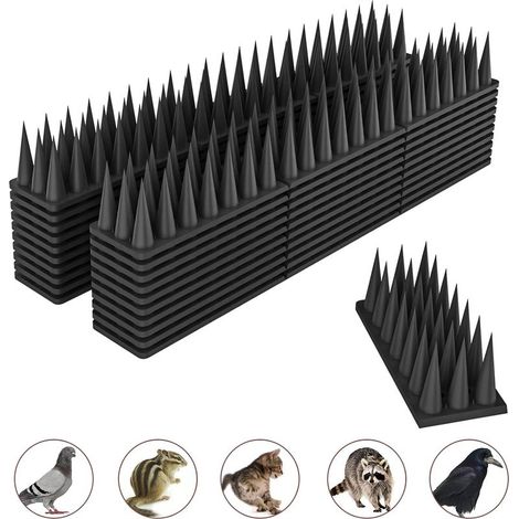 Pic Anti Pigeon, 5.7M Anti Pigeon pour Balcon Plastique, Repulsif Chat Kit, Repulsif Oiseaux pour Effrayer Corbeaux, Moineaux, Chats - 20 Pièces Noir (1/5)
