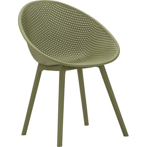 Set 2 Sedie Ibiza Verde in Polipropilene 59x59x83 cm - Seduta Intrecciata per Arredo Contemporaneo - Serie 940