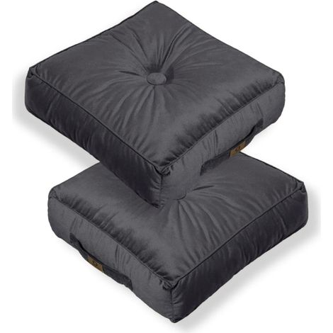 Lot de 2 coussins de sol en velours 54 x 54 x 18 cm lot de 2 - gris foncé (1/4)