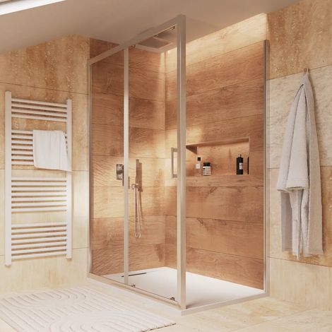 Box doccia cromato 150x90cm vetro 6mm trasparente apertura scorrevole h170cm Sicily (1/4)