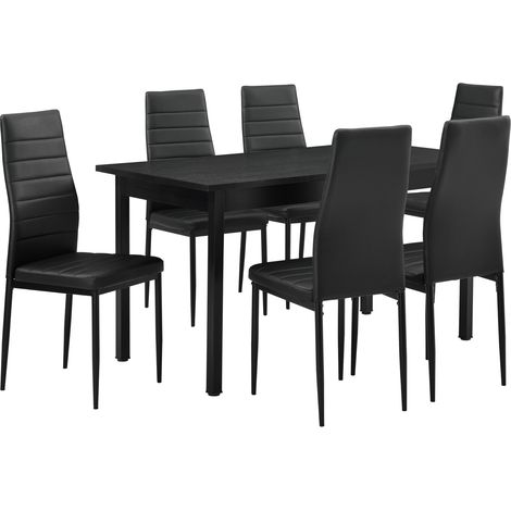 Mesa de comedor negra 140cm x 60cm x 75cm + sillas negras 96 cm x 43cm 030004093