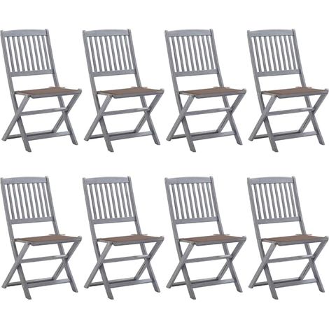 Klappbare Gartenstühle 8 Stk. mit Kissen Massivholz Akazie