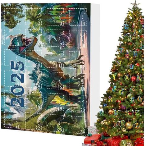 Calendrier de l'Avent dinosaure 24 boîtes acrylique - À personnaliser avec cadeaux pour enfants - Décoration alphabet ludique (1/5)