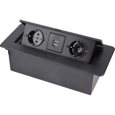 Tischanschlussdose mit 2 USB-Anschlüssen, feuerfester und wasserdichter Einbausteckdose, Tischsteckdose, 250V EU-Stecker. (1/5)