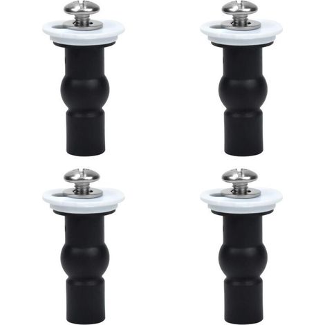 Raccords de siège de toilette, Lot de 4 charnières de siège de toilette Vis Fixations de siège de toilette Écrous supérieurs en caoutchouc expansibles Vis (1/5)