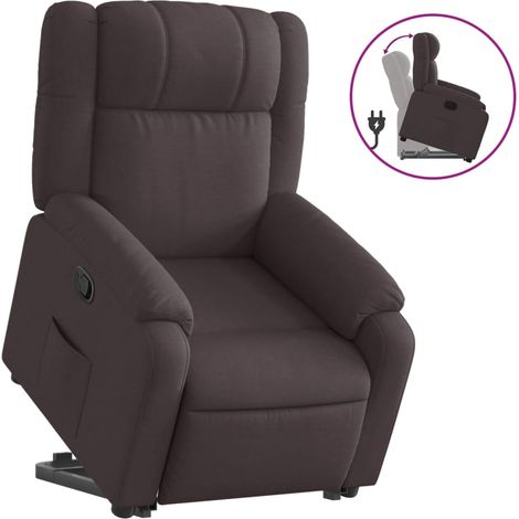 Maison Exclusive - Sillón reclinable elevable tela marrón oscuro (1/5)