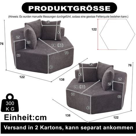 Un sillón hexagonal de estilo moderno, caracterizado por versátiles opciones de combinación y un diseño modular este sofá tapizado en chenilla es ideal para (1/5)