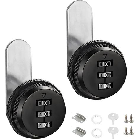 2Pcs Serrure Code Boite Aux Lettres 20mm Barillet Boite Aux Lettres Code Verrouillage, 3 Code à Chiffres Combinaison Serrure Pour La Boîte Aux Lettres Du Tiroir (5-12mm)