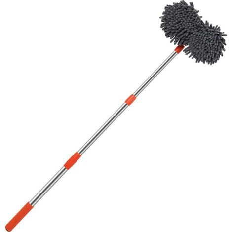 Brosse de Lavage Télescopique pour Voiture avec Tête Microfibre Rotative 360°, Modèle Inox 8945A Petit Format (1/5)