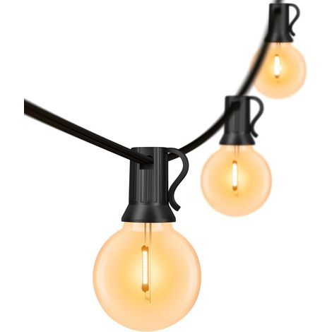 Outdoor String Lights, 15M/50FT LED String Lights 25 Bulbs + 1 Spare, 0.2W, Waterproof Indoor Outdoor String Lights for Garden, Party, Christmas (1/5)