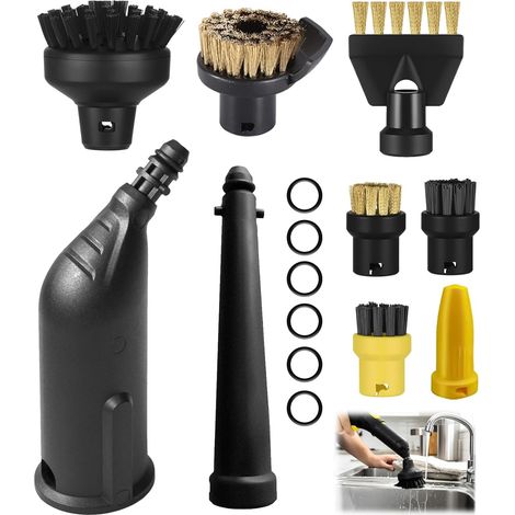 Steam Cleaner Accessories Set 15 Piece Fits SC1-5 Accessories Long Nozzle Curved Nozzle Round Brass Brush Flat Brass Brush (1/5)