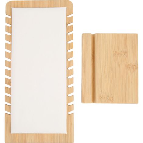 Présentoir à colliers en bambou 12 emplacements, panneau blanc en PU, support vertical autoportant pour bijoux (1/5)