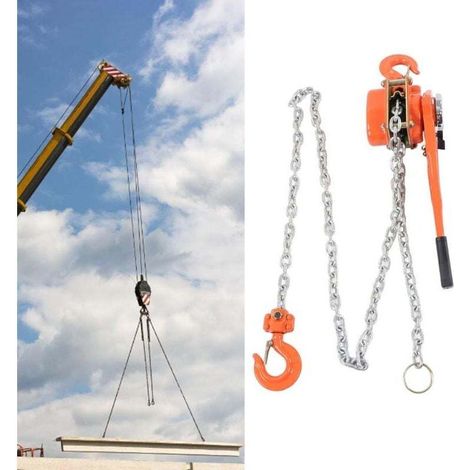 Pulley Block Chain Hoist 3000kg, Manual Chain Shaft with Hook, Manual Lifting Lever for Workshop, Garage, Manufacturing (1/4)