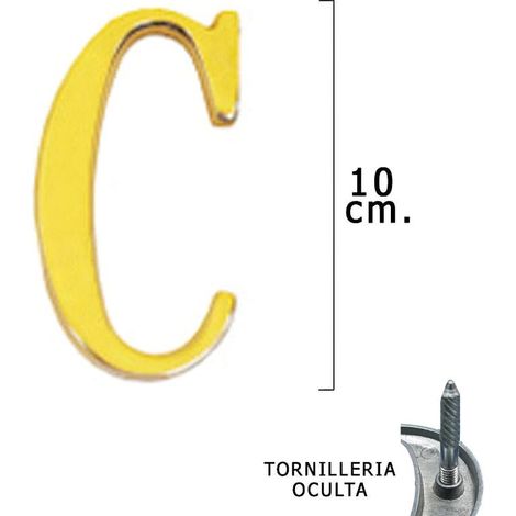 WOLFPACK LINEA PROFESIONAL - Letra Latón "C" 10 cm. con Tornilleria Oculta (Blister 1 Pieza)