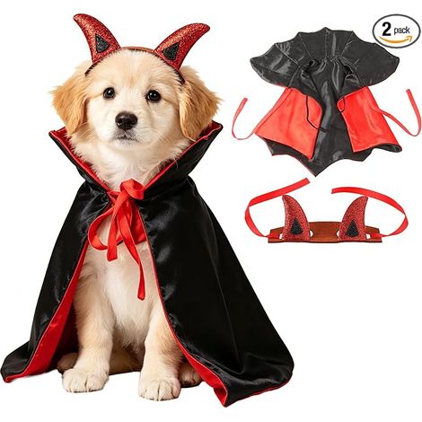 Cape Vampire Halloween pour Chien et Chat avec Col Montant,Rouge,S